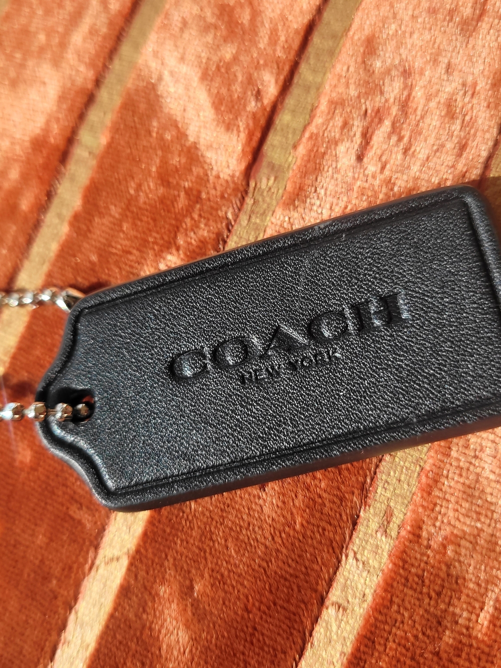 Coach Black Leather Tag w/ Embossed Logo